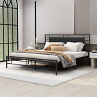 Metal King Size Platform Bed Frame with Headboard and Footboard under Storage St