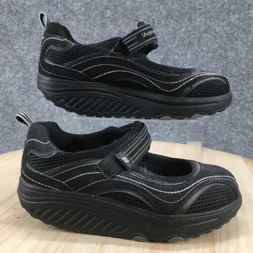 Skechers Shoes Womens 7.5 Shape Ups Mary Jane Toning Sneakers 11807 Black Fabric