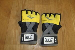 Everlast Gel Crossfit Workout Gloves Lifting - Fingerless - Yellow -Size M #1571