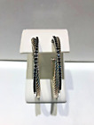 David Yurman 14k 925s XL Crossover Hoop Earrings Black Diamonds 1/2 ctw.