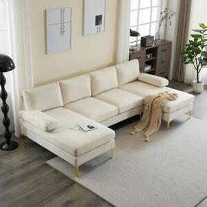 FCH U-Shaped Couch Sectional Sofa Set with Two Chaise Living Room Metal Leg