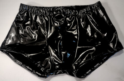 Men's PVC Pouch Shorts Bootie Boy Shorts HOT PANTS Shiny Vinyl BLACK LICORICE