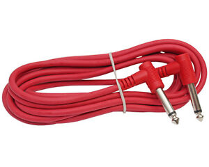 RED  right angle 3 ft foot guitar instrument keyboard PA DJ shielded patch cable