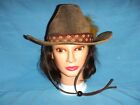 Boot Hill Western Style Cowboy Hat Brown Felt Banded Feather Sz: Med 6 3/4-6 7/8