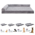 M/L/XL/XXL Dog Bed Orthopedic Foam 2Side Bolster Gray Pet Sofa w/Removable Cover
