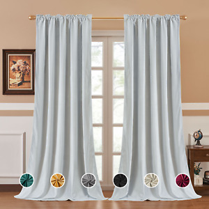 2 PCS High Blackout Luxury Velvet Curtain Living Room Rod Pocket Back Curtains