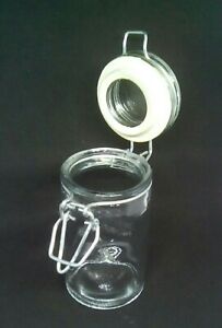 Glass Jar Airtight Tall w/ metal hinged 3 inch tall