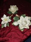 Vintage Capodimonte Porcelain White Magnolia Flower Set Of 3