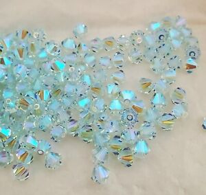 Vintage Swarovski Crystal 5301 6mm bicone beads, Light Azore AB2X, (24 pcs)