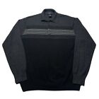 Dockers Polo Sweater Men’s Medium Pullover Gray Black Knit Stripes Business 90s