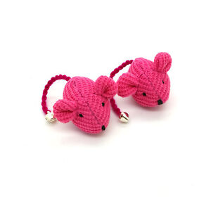 Crochet Mouse Cat Toy - 2 Pk Dark Pink