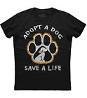 Adopt A Dog Save A Life Dog Lover Mens Short Sleeve Cotton Black T-shirt