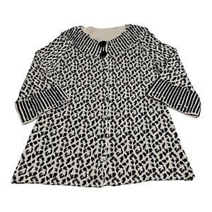 Storybook Knits Sweater Women's L Beaded Glory Leopard Button Up Cardigan