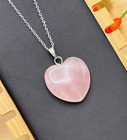 Rose Quartz Heart Shape Pendant, Chakra Healing pendant, Rose Quartz Charm