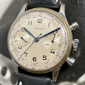 Gallet 1960s Vintage Multichron 30 Venus 188 Swiss Chronograph Watch 34mm Nice!
