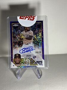 2023 Topps Chrome Eguy Rosario Rookie RC Auto Purple Speckle /299 San Diego Pads