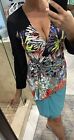 BCBG MAX AZRIA WOMENS PORT COMBO ADELE PAISLEY LONG SLEEVE WRAP DRESS M  $198