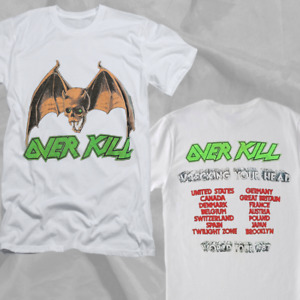 Vintage 1987 Overkill World Tour Rare White Double Sided T-Shirt
