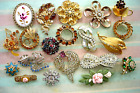 Vintage LOT of 20 MAINLY RHINESTONE Porcelain Sequin Enameled Pin BROOCHES
