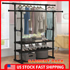 Heavy Duty Clothing Garment Rack Rolling Clothes Organizer Hanging Double Rails