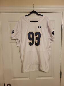 2022 TEAM ISSUED NOTRE DAME FOOTBALL UNDER ARMOUR WHITE JERSEY #93