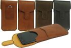 VERTICAL GENUINE LEATHER WAIST POUCH HAND SEWN OF COWHIDE CASE COVER FOR PHONES