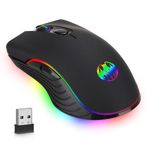 Gaming Mouse Wireless USB Rechargeable 7 Color LED Backlight Optical Mice for PC