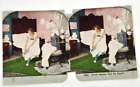Victorian Stereograph Humorous~What Makes You So Slow~Risque~Dressing~Bedroom