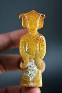 New ListingUnique Chinese Old Jade Hand Carved *Ancient People* Pendant K53