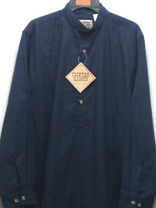 Frontier Classics Collarless NAVY BLUE 100% cotton shirt MEDIEM TO XLARGE  NEW
