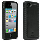 Ballistic TPU Shell Leather Inlay Case for Apple iPhone 4/4S (Black)