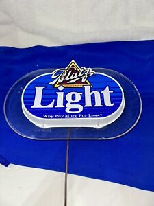 VINTAGE BLATZ LIGHT BEER LIGHTED SIGN-BAR-LAGER-WHY PAY MORE FOR LESS-MILWAUKEE