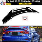 For 2014-2020 Audi A3 S3 RS3 Sedan Rt Style Gloss Black Rear Trunk Spoiler Wing