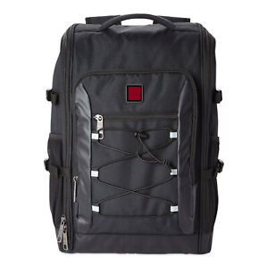 Swiss Tech Adult Unisex Zip Around Black Backpack, Brand New 12”W x 16”H x 1.5”D