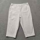 Talbots Pants Womens 10 Cream Linen Blend Capri Flat Front Casual Pocket Stretch