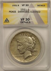 1921 High Relief Peace $1 ANACS VF 30 Details Silver Dollar