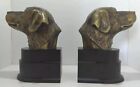 Vintage Pair of Labrador Dog Head Book Ends Bronze Like Finish Sculptures Heavy