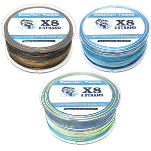 Reaction Tackle Pro Grade 8 Strand Braided Fishing Line Saltwater or Freshwater