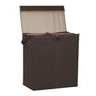 5614 Double Hamper Laundry Sorter with Magnetic Lid, Brown Coffee Linen
