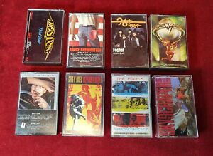 Classic Rock Cassette Tape / Lot Of 8 - GNR Cars Springsteen Boston Van Halen