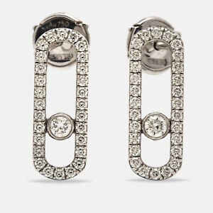 Messika Move Uno Pave Diamond 18K White Gold Earrings