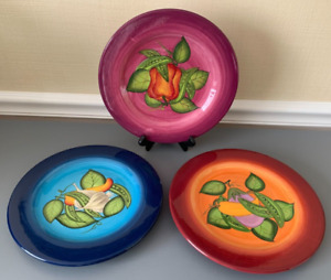 Set of 3~GATES WARE BY LAURIE GATES VEGETABLE THEME PLATES 9 5/8