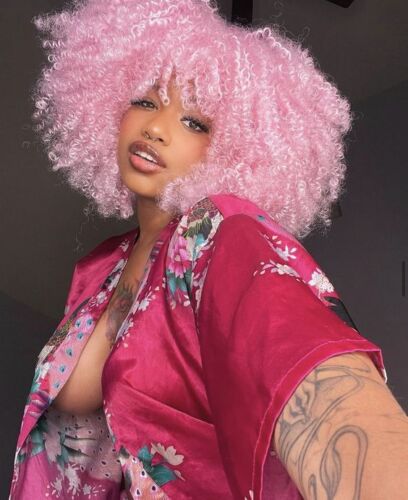 Fashion Pink Curly Wigs Short Afro Kinky Curly Wig For Women Dress Party Cosplay