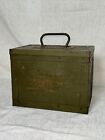VTG Green Military Wood Ammunition Crate W/ Metal Corners And Handle 11x7.5x8.5
