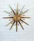 Gold Atomic Clock Starburst Wall Clock George Nelson Style Handmade 70s Sunburst