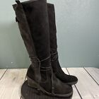 Baretraps Olley Snow Boots Size 10 Wedge Suede Knee High Round Toe Fur Lined