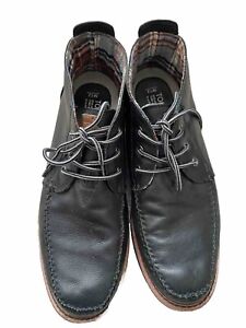 TOMS Black Leather Chukka Ankle Boots Lace Up Front Tartan Size - Men’s 12