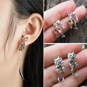 Fashion Silver Plated Cat Frog Earrings Ear Stud Women Ethnic Jewellery Gifts