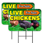 Live Chickens For Sale 2 Pack Double-Sided Yard Signs 16