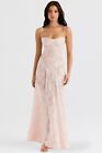 HOUSE OF CB 'Seren' Soft Pink Floral Lace Back Maxi Dress XS 6 / 8   1834